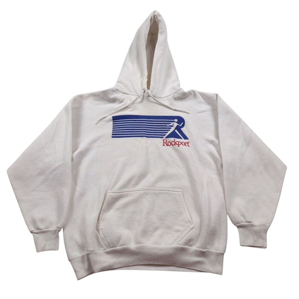 Vintage Rockport Hoodie Size Large Discus Athletic Running Shoes 1980s Logo
